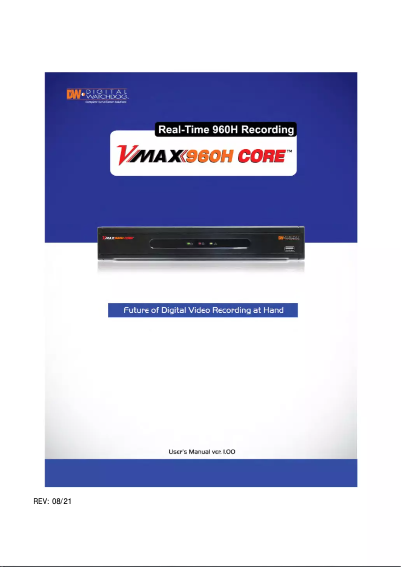 Page 1 de la notice Manuel utilisateur Digital Watchdog VMAX960H CORE DW-VC44T