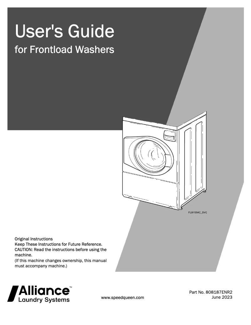 Page 1 de la notice Manuel utilisateur Speed Queen FF7009BN