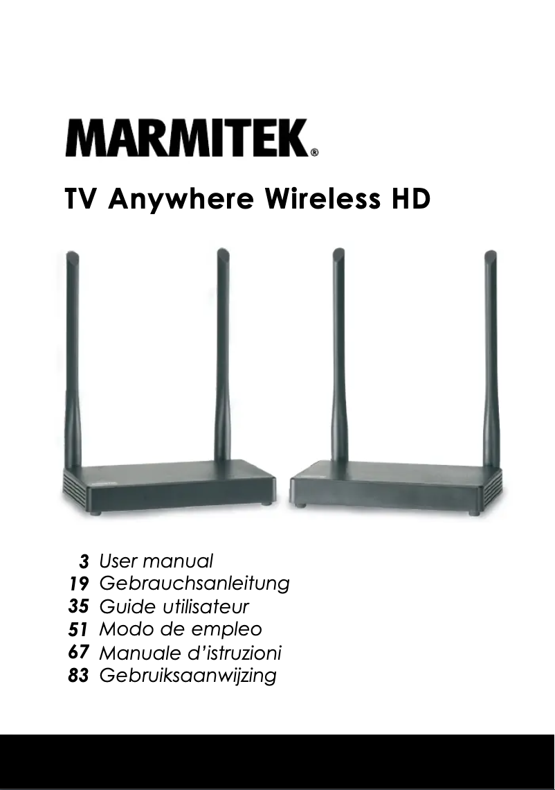 Page 1 de la notice Manuel utilisateur Marmitek TV Anywhere Wireless HD