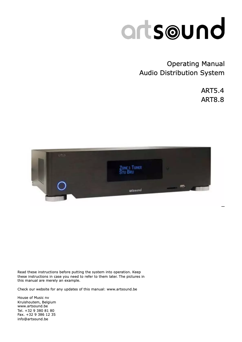 Image de la première page du manuel de l'appareil ART 5.4