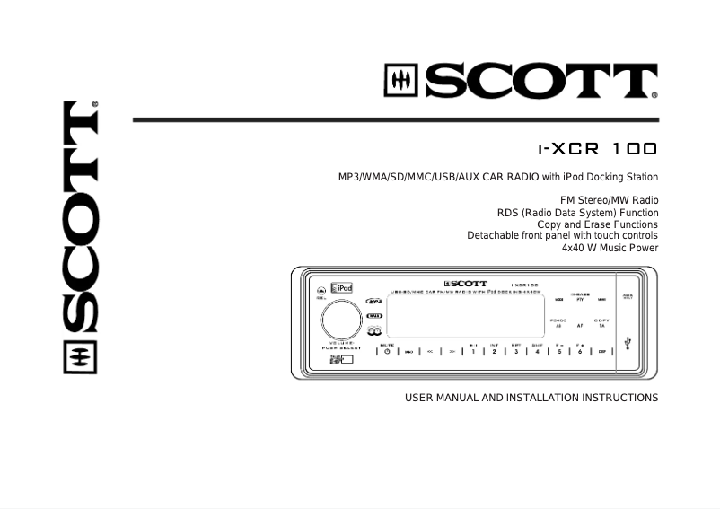 Page 1 de la notice Manuel utilisateur Scott I-XCR 100