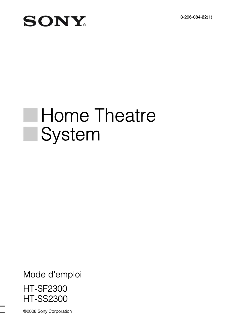 Image de la première page du manuel de l'appareil HT-SS2300