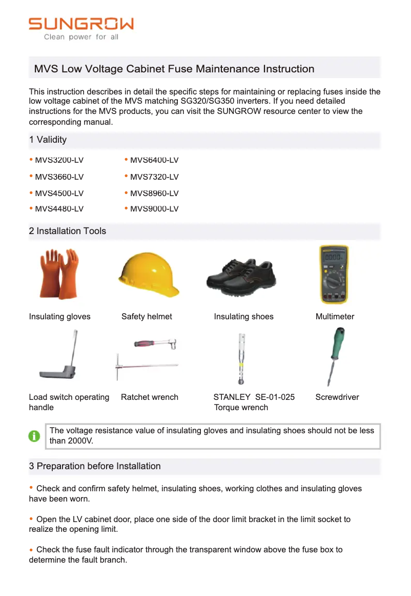 Page 1 de la notice Manuel utilisateur Sungrow MVS7320-LV