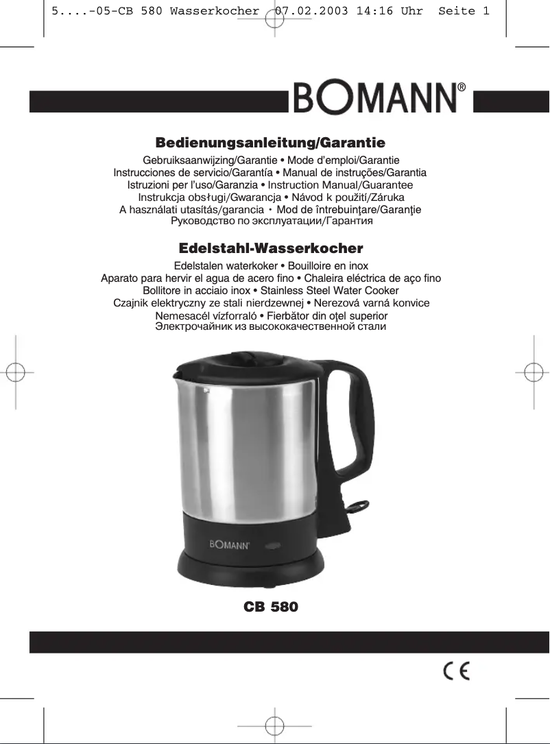 Page n°1 - Manuel utilisateur Bomann CB 580