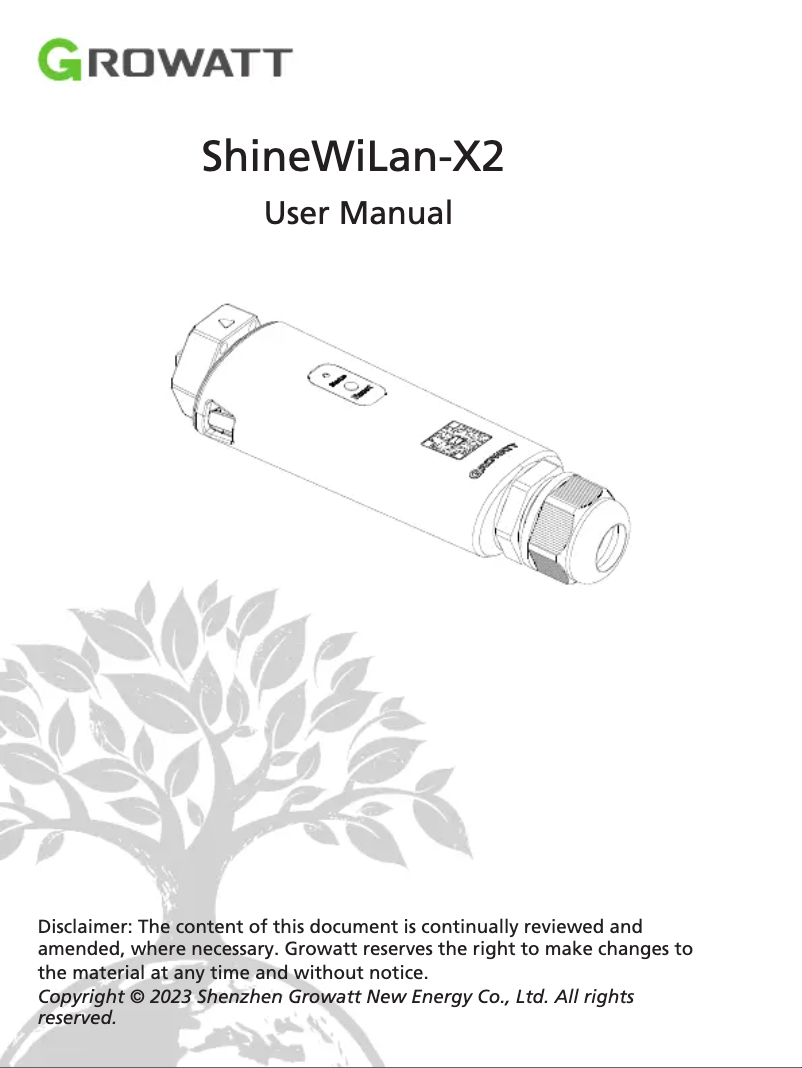 Image de la première page du manuel de l'appareil ShineWiLan-X2