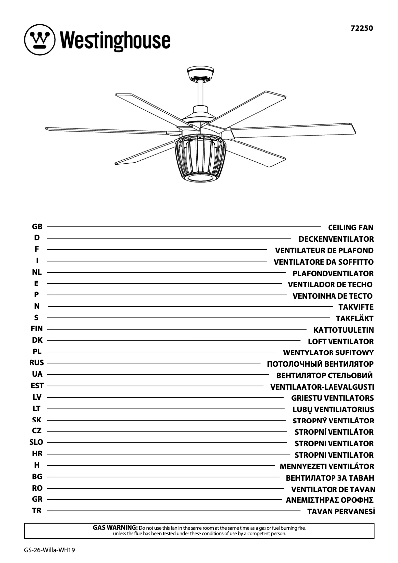 Page 1 de la notice Manuel utilisateur Westinghouse 72250