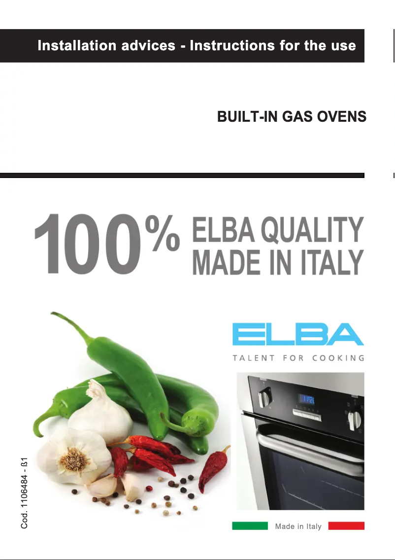 Page 1 of the manual User Manual Elba Elio EL 12 XLX FG