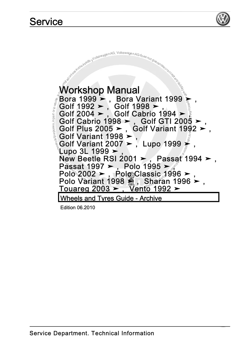 Page 1 of the manual User Manual Volkswagen Touareg (2003)