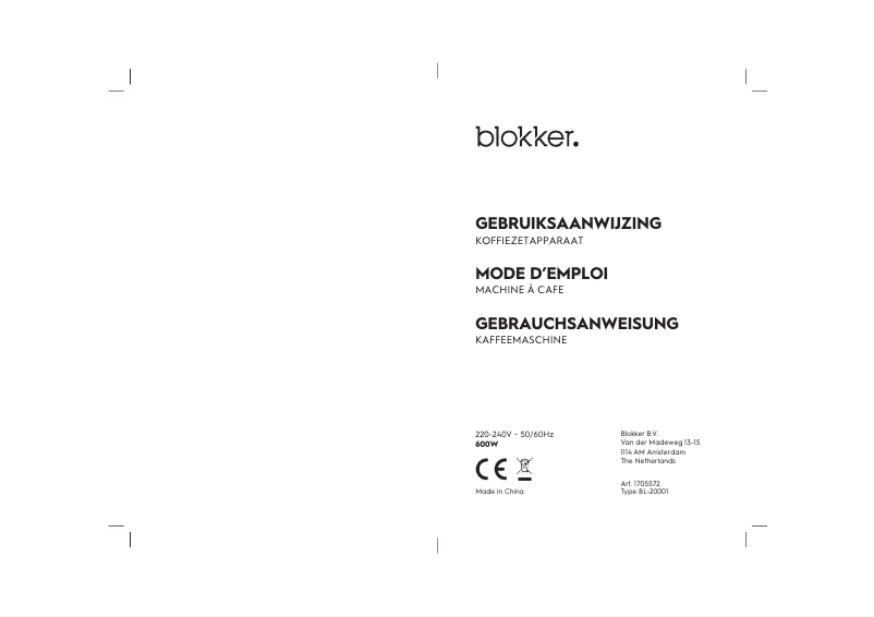 Page 1 de la notice Manuel utilisateur Blokker BL-20001