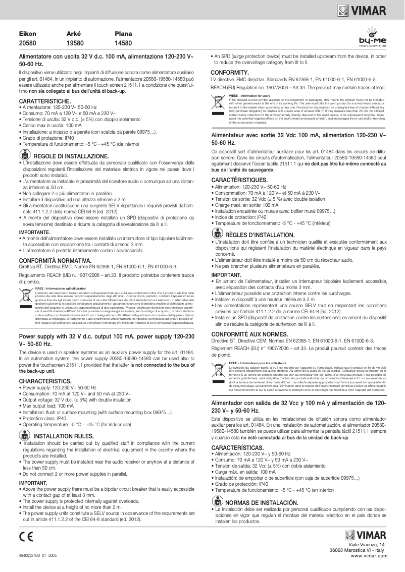 Image de la première page du manuel de l'appareil 20580.N