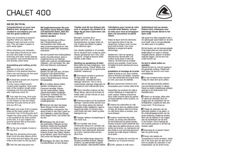 Página 1 del manual Manual de usuario Robens Chalet 400