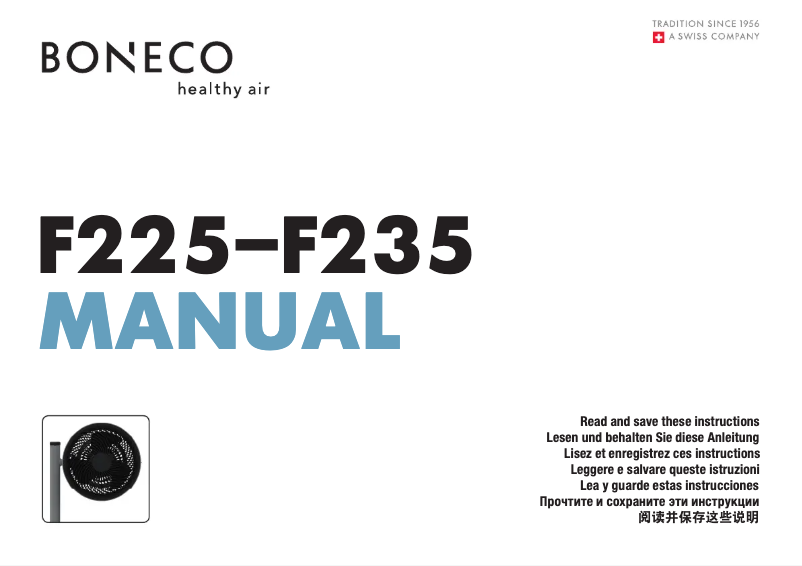 Page 1 de la notice Manuel utilisateur Boneco F225