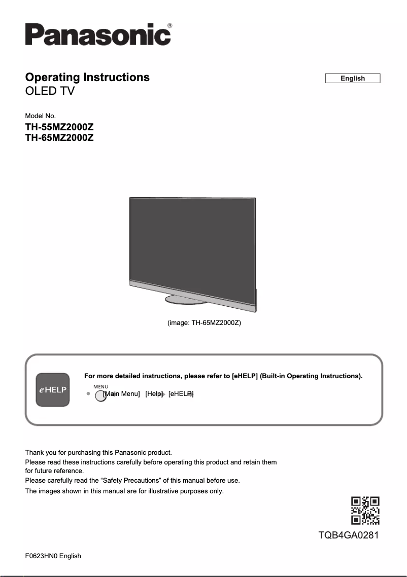 Page 1 de la notice Manuel utilisateur Panasonic TH-55MZ2000Z