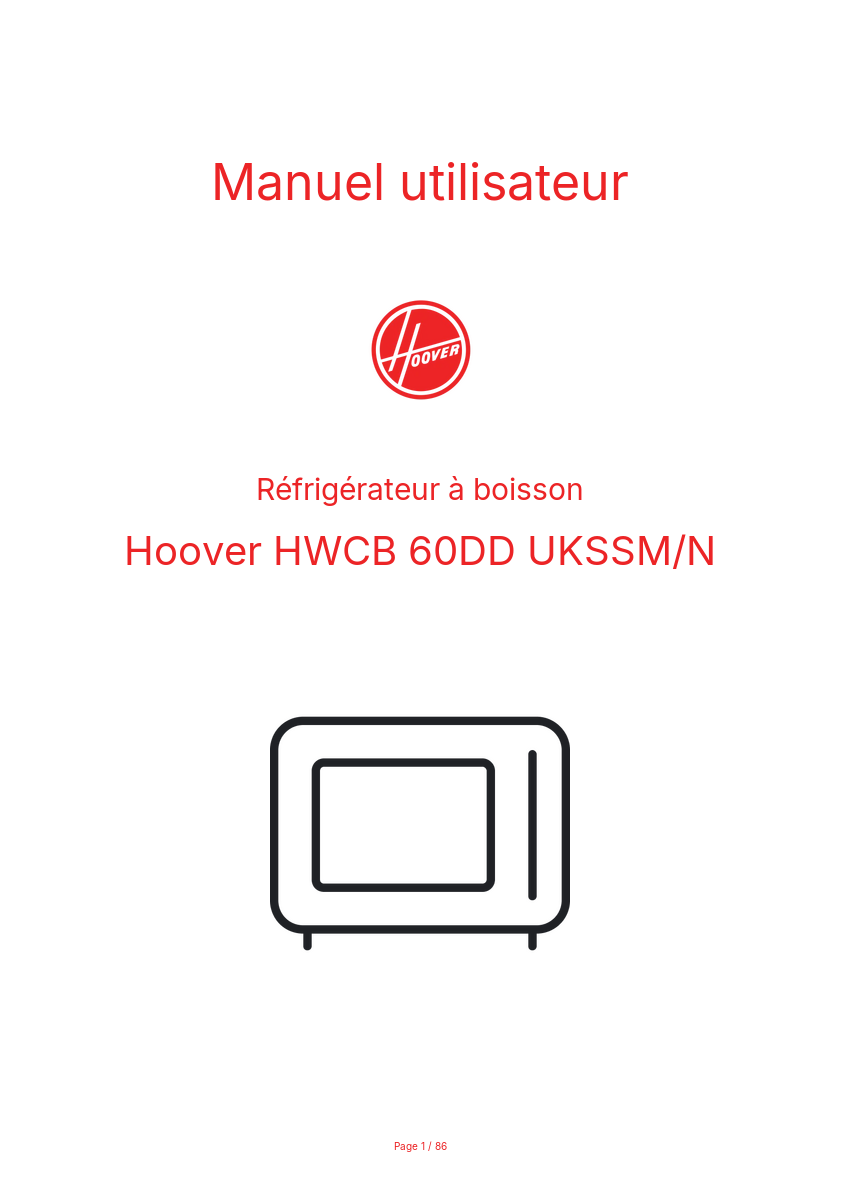 Page n°1 - Manuel utilisateur Hoover HWCB 60DD UKSSM/N