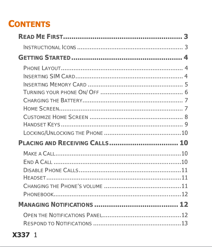 Page 1 de la notice Manuel utilisateur Micromax X337