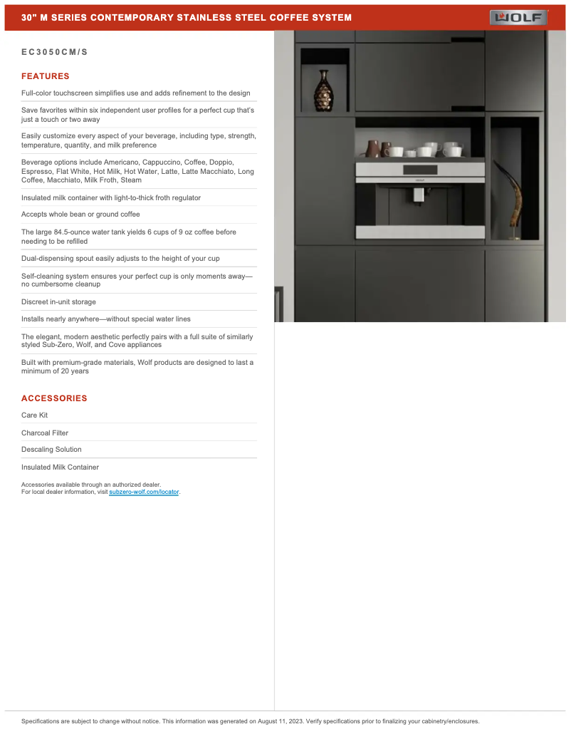 Page 1 de la notice Manuel utilisateur Wolf EC3050CM/S