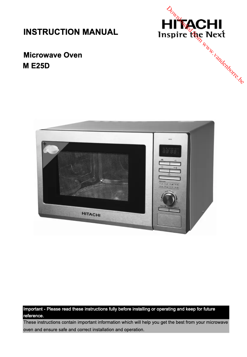 Page 1 de la notice Manuel utilisateur Hitachi MDE25