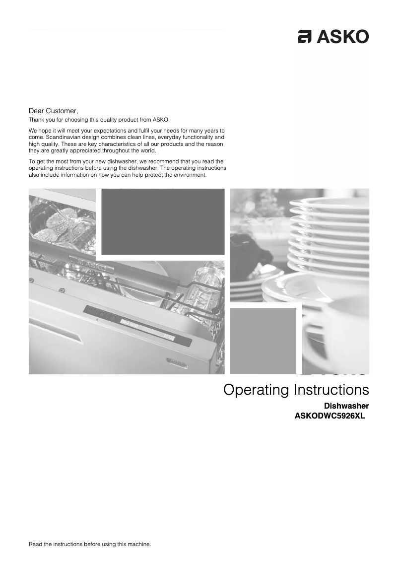 Page 1 de la notice Manuel utilisateur Asko D5926S