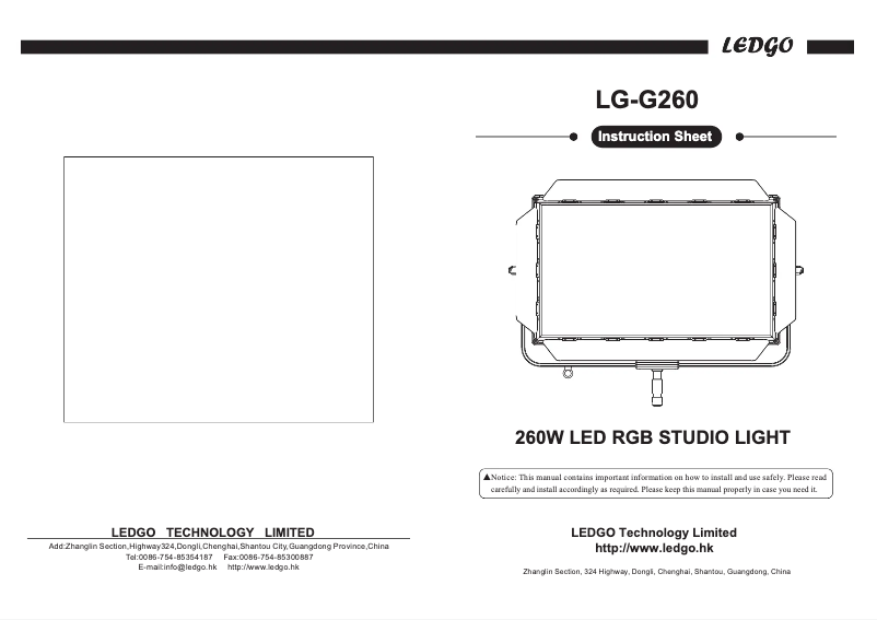 Page n°1 - Manuel utilisateur Ledgo LG-G260