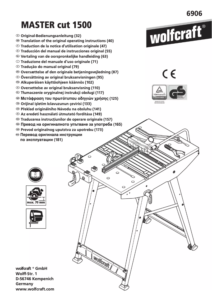 Page 1 de la notice Manuel utilisateur Wolfcraft 6906612