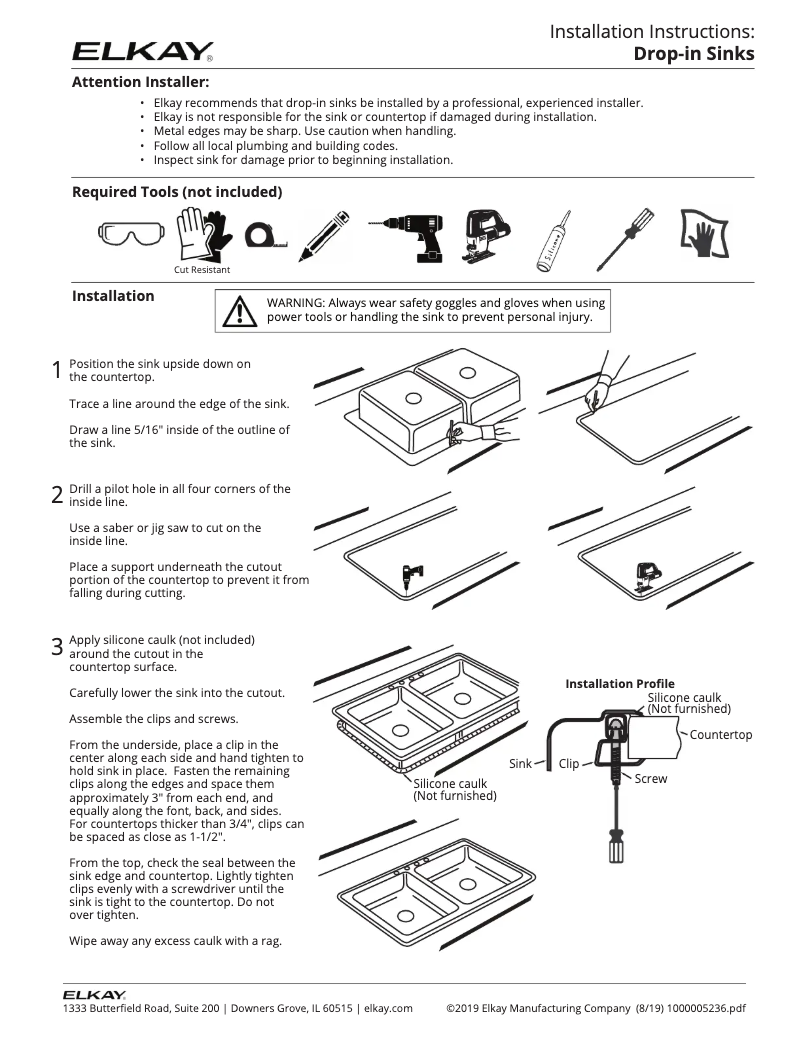 Page 1 de la notice Manuel utilisateur Elkay CuVerro LRAD2522652-CU