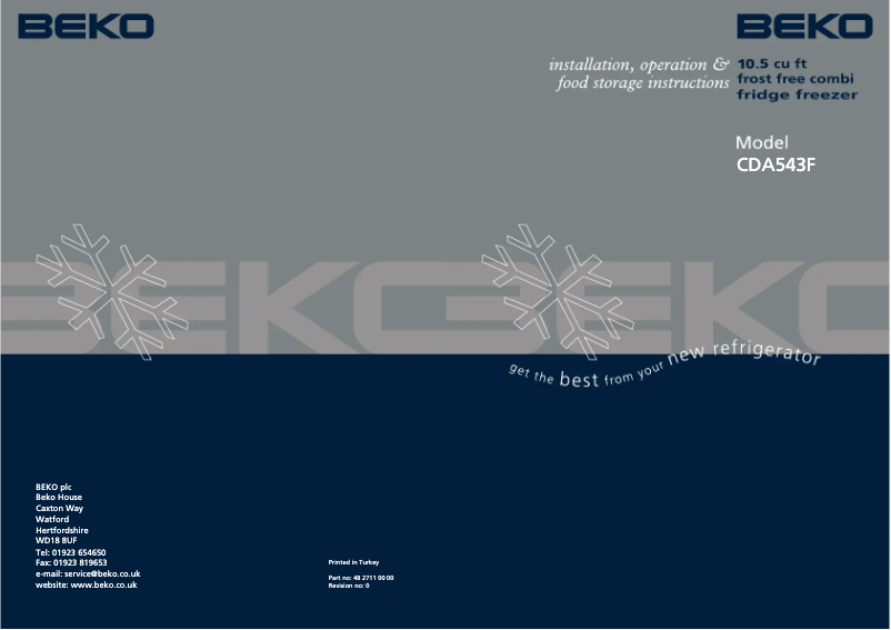 Image de la première page du manuel de l'appareil CDA543F