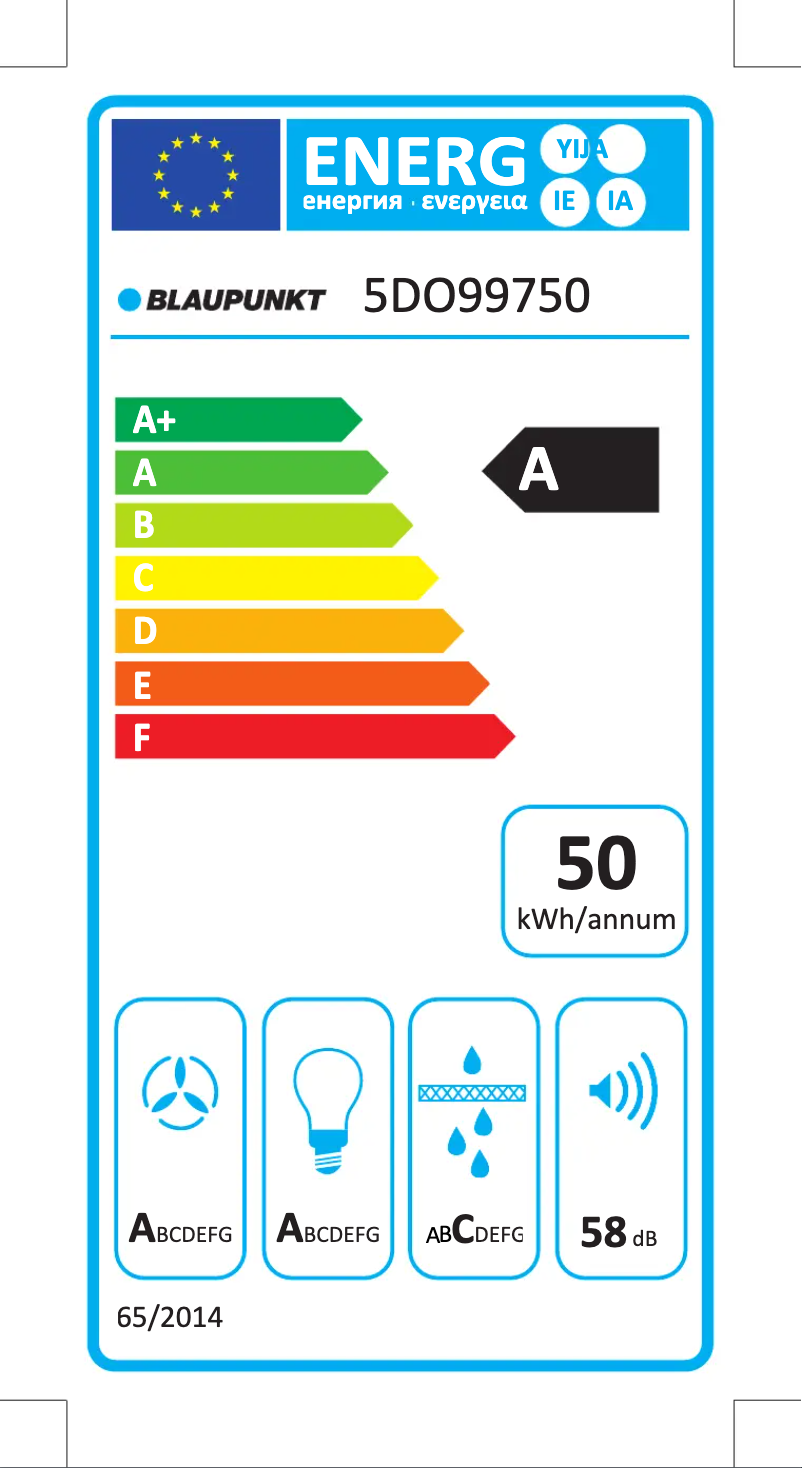 Page 1 de la notice Label énergétique Blaupunkt 5DO99750