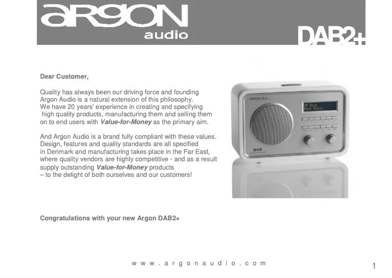 Página 1 del manual Manual de usuario Argon DAB2+