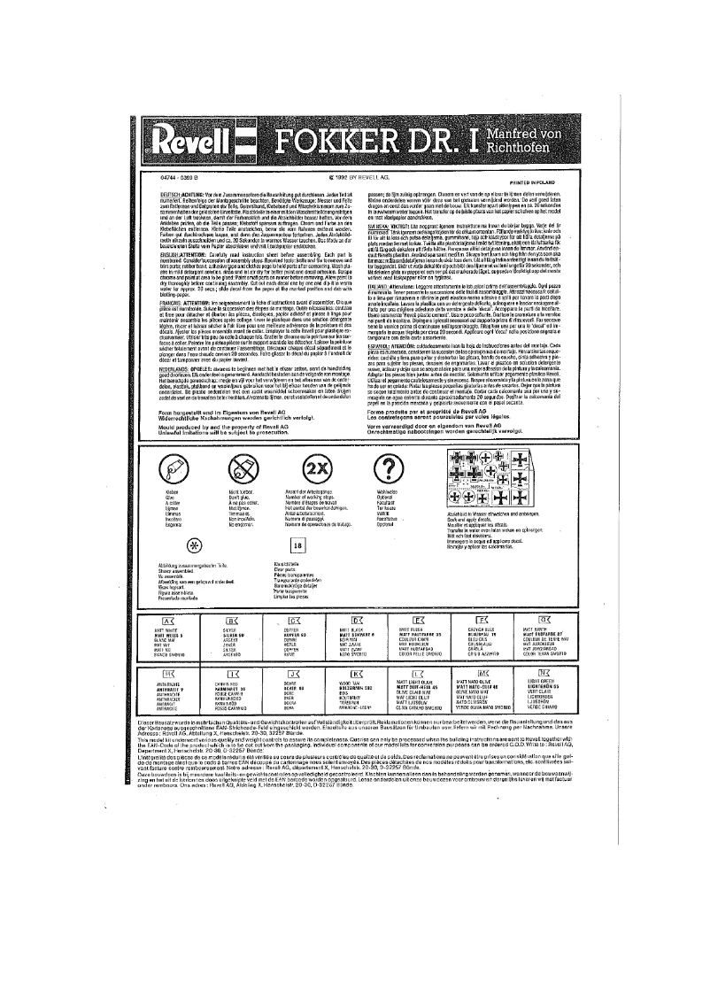 Page n°1 - Manuel utilisateur Revell Fokker Dr.I Richthofen