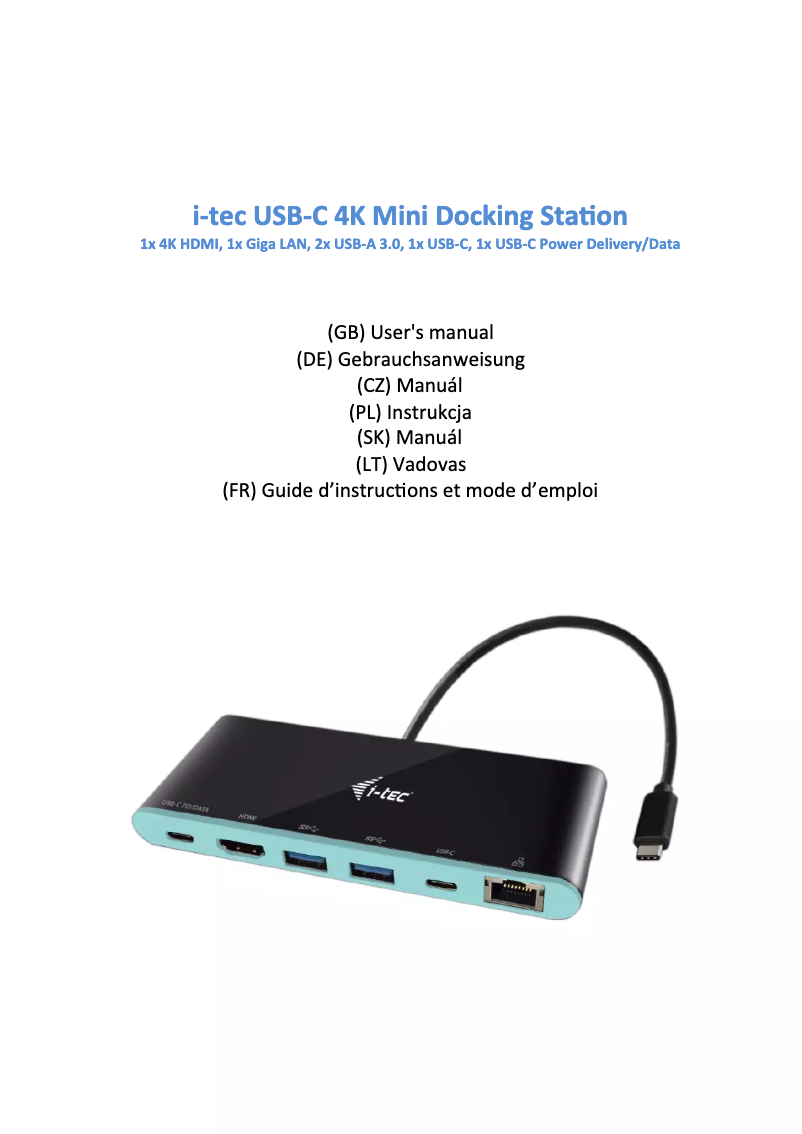Page 1 de la notice Manuel utilisateur i-TEC C31MINIDOCK4KPD