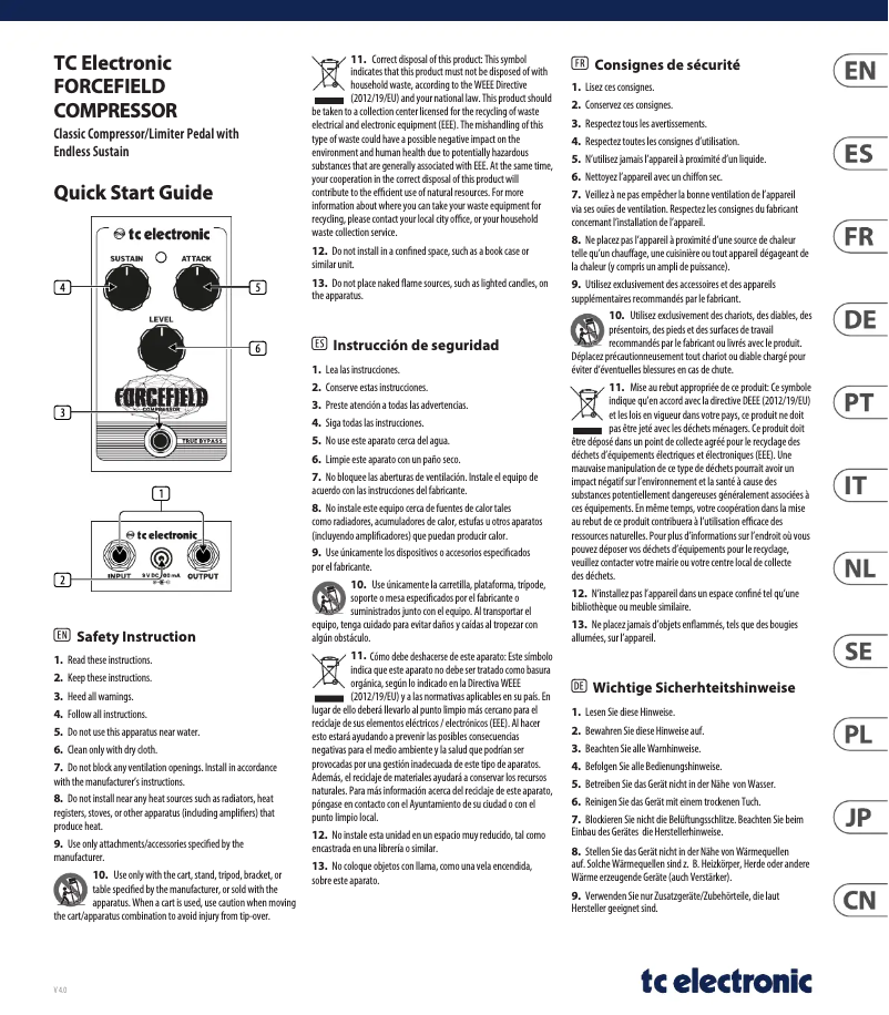 Page 1 de la notice Manuel utilisateur TC Electronic Forcefield Compressor