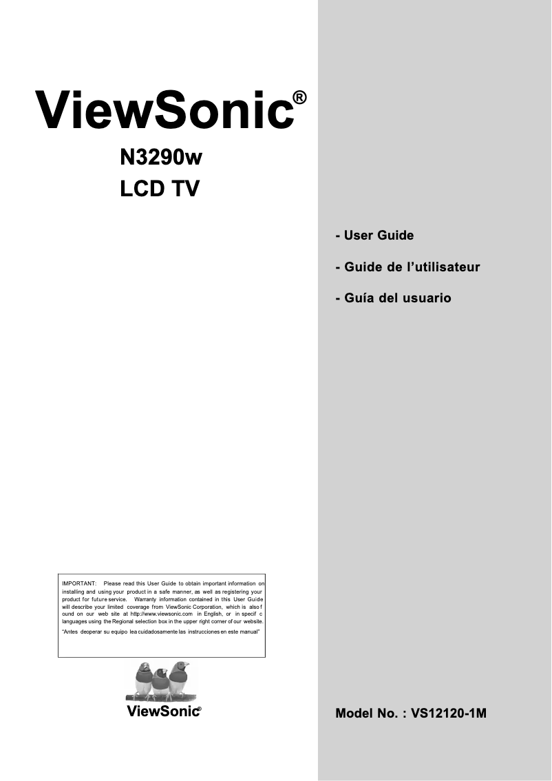 Page n°1 - Manuel utilisateur Viewsonic N3290w