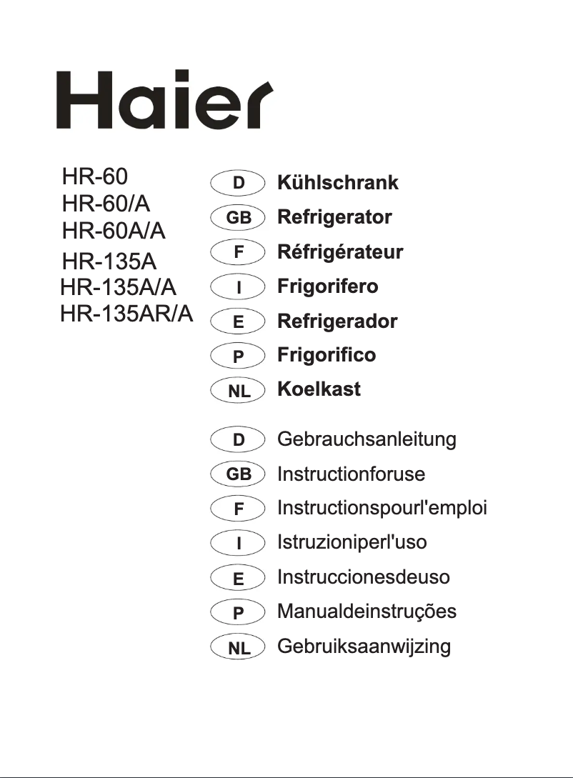 Image de la première page du manuel de l'appareil HR-60A/A