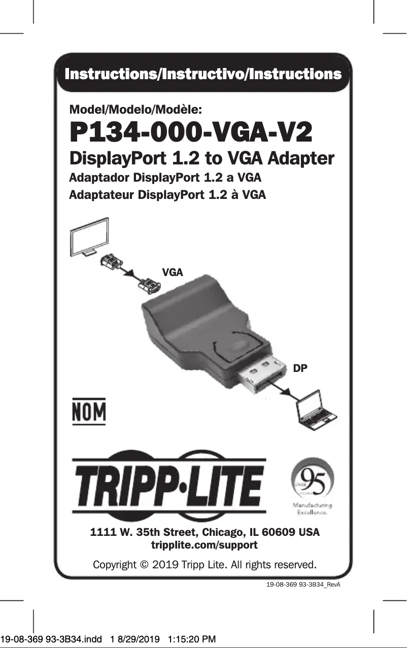 Page 1 de la notice Manuel utilisateur Tripp Lite P134-000-VGA-V2