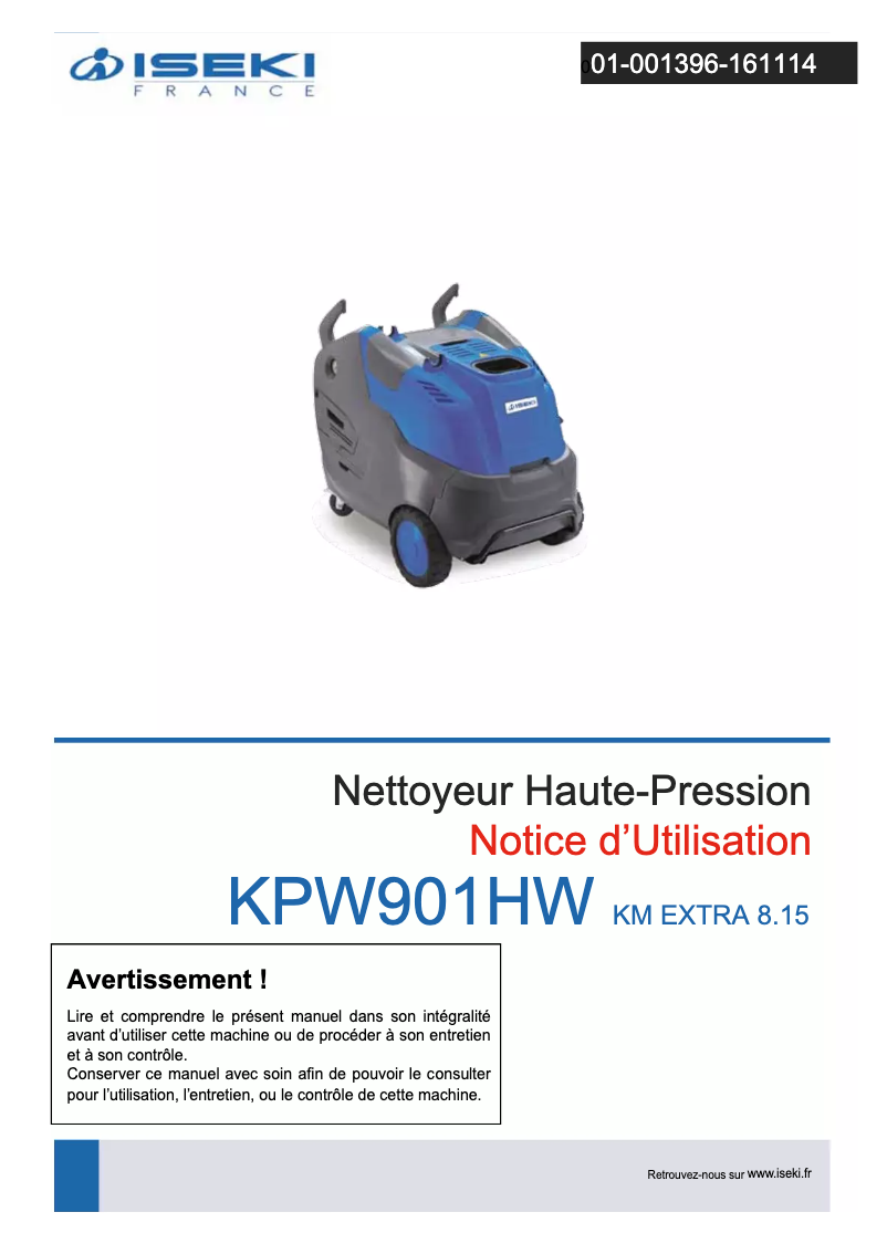 Page 1 de la notice Manuel utilisateur Iseki KPW901HW