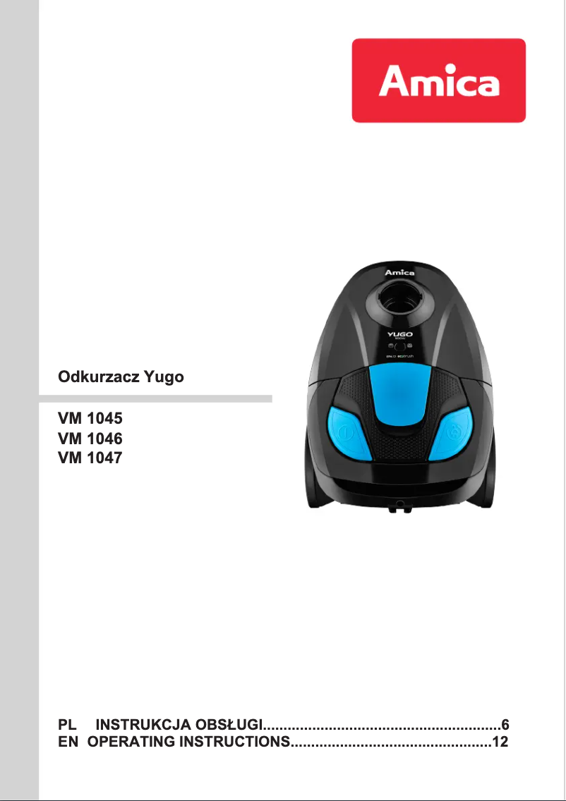 Page n°1 - Manuel utilisateur Amica Yugo VM 1047