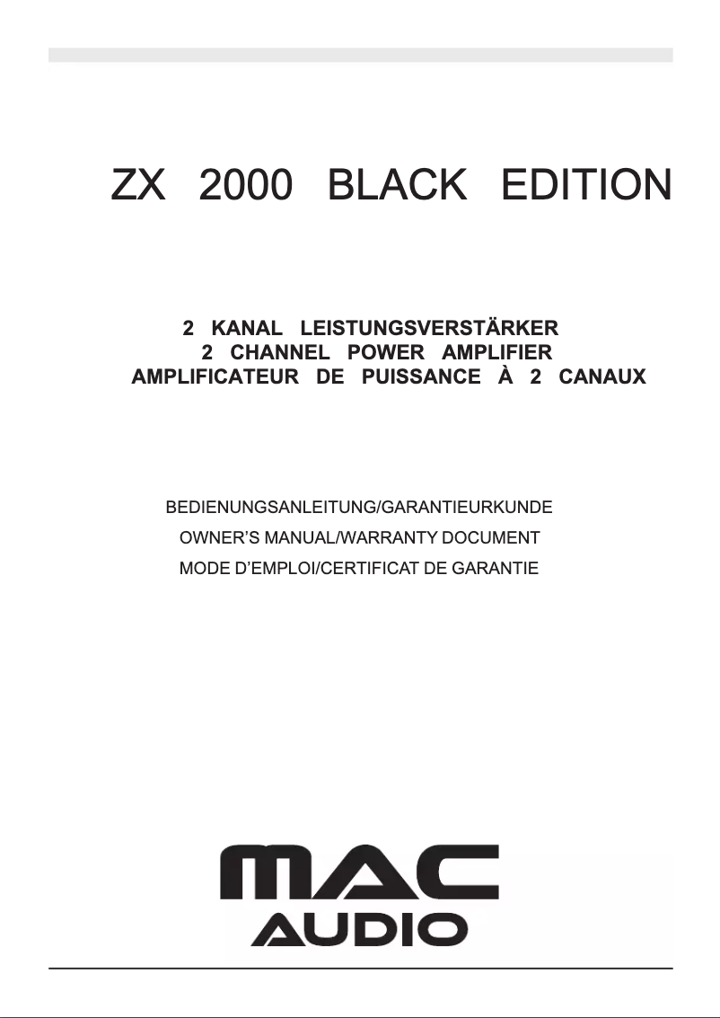 Page n°1 - Manuel utilisateur Mac Audio ZX 2000