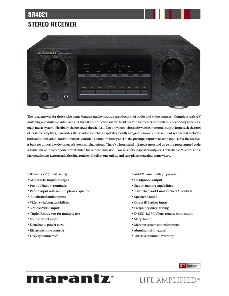 Image de la première page du manuel de l'appareil SR-4021