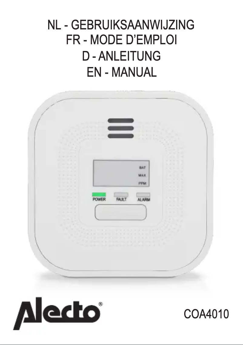 Page n°1 - Manuel utilisateur Alecto COA4010