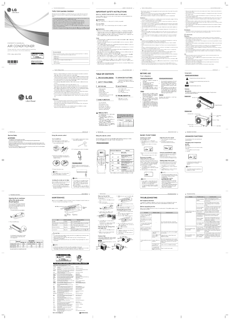 Page n°1 - Manuel utilisateur LG LSU5KR1A