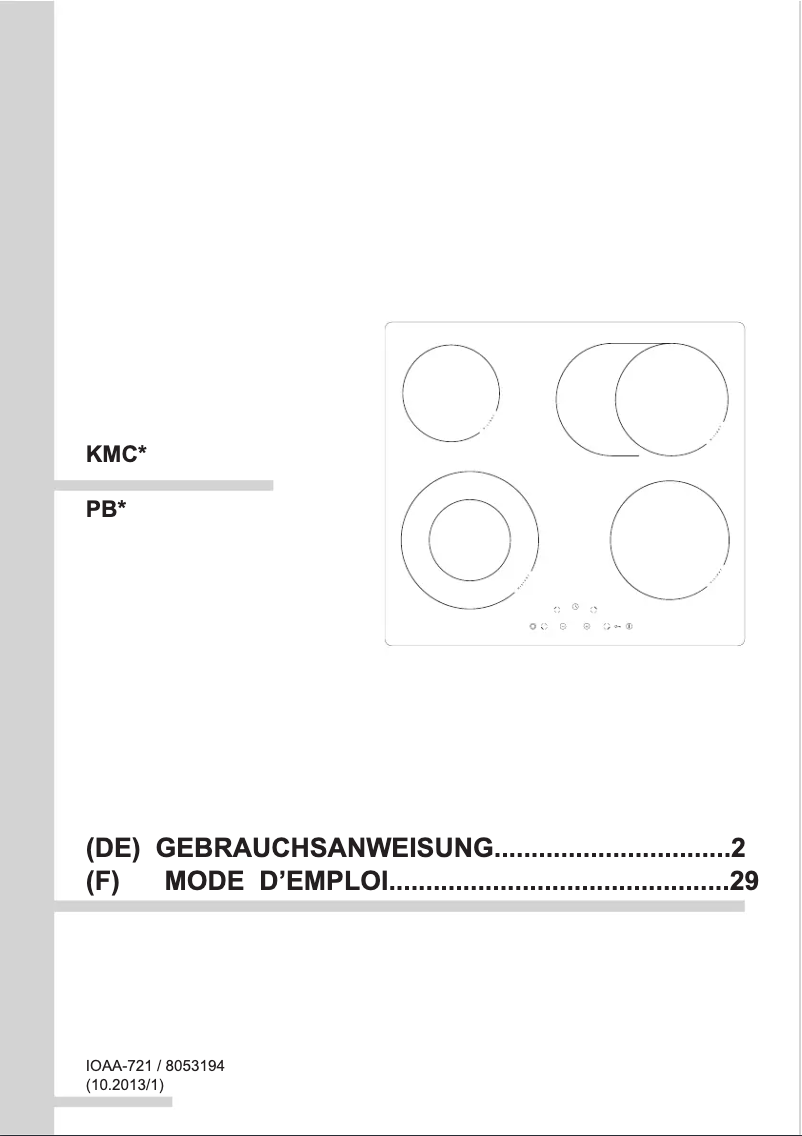 Page n°1 - Manuel utilisateur Amica KMC 13299 C
