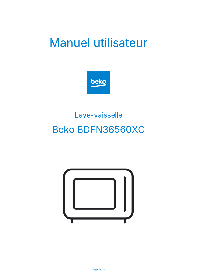 Image de la première page du manuel de l'appareil BDFN36560XC