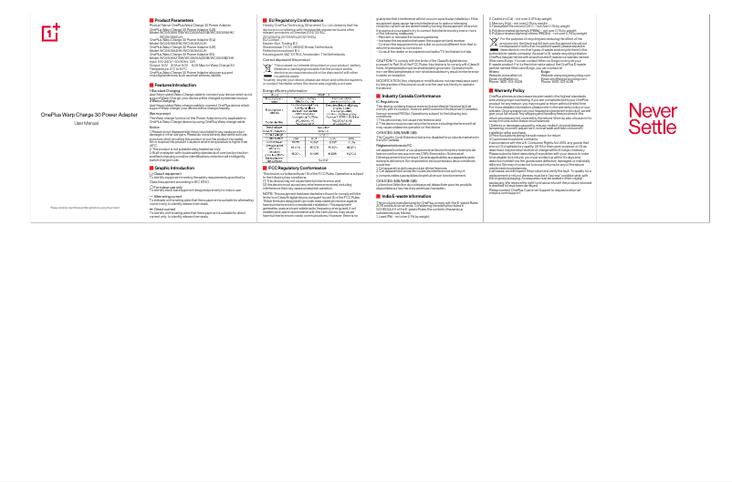 Page n°1 - Manuel utilisateur OnePlus Warp Charge 30