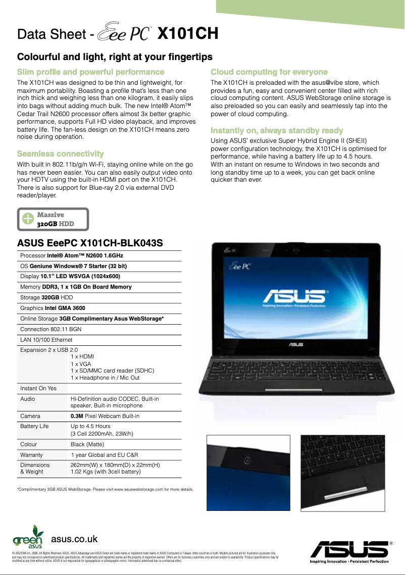 Page 1 de la notice Manuel utilisateur Asus Eee PC X101CH