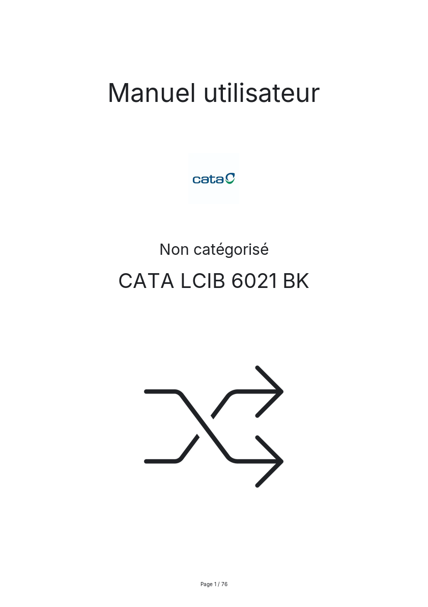 Page n°1 - Manuel utilisateur CATA LCIB 6021 BK