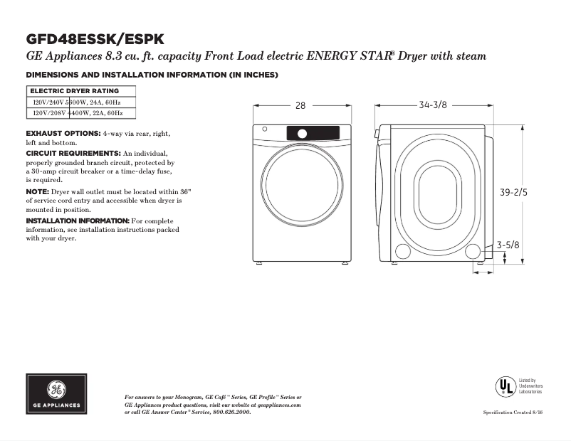 Image de la première page du manuel de l'appareil GFD48ESPKRR