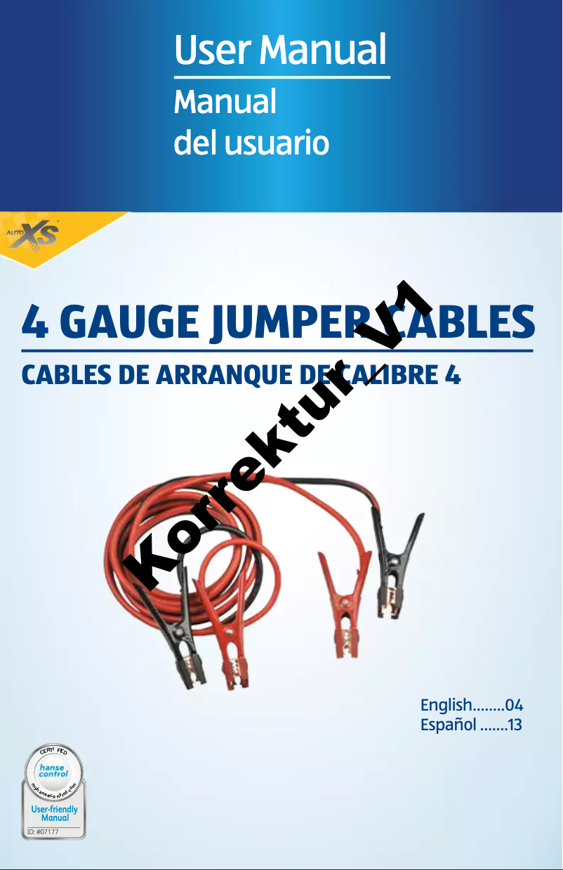 Página 1 del manual Manual de usuario Auto XS 4 Gauge Jumper Cables 4 AWG