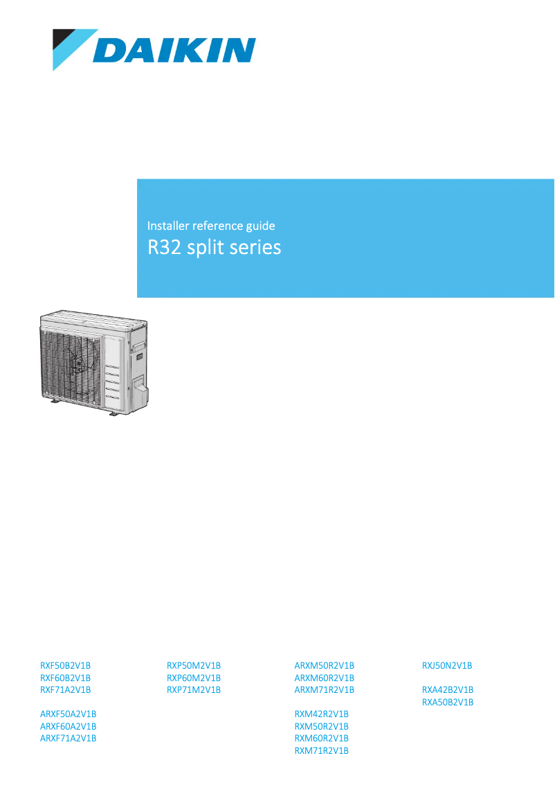 Page n°1 - Guide d'installation Daikin ARXM50R5V1B