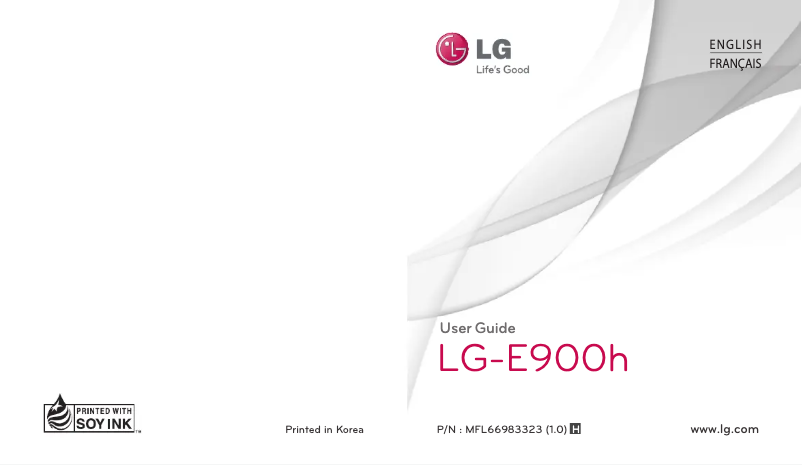 Page 1 de la notice Manuel utilisateur LG E900H
