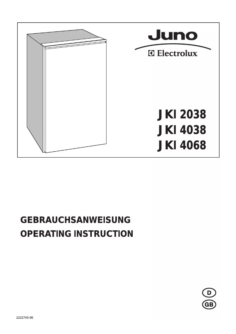 Page 1 de la notice Manuel utilisateur Juno Electrolux JKI2038